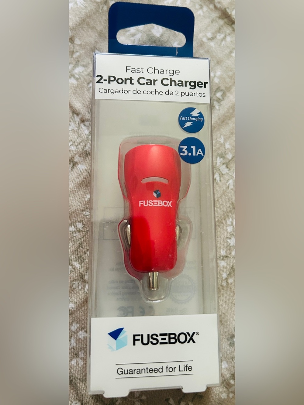 Fusebox Red 3.1A Fast Charging Car USB Adapter - Picture 1 of 3